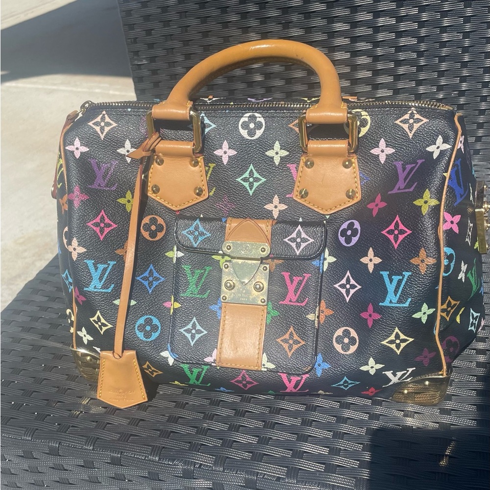 Louis Vuitton Speedy 30 Black Multicolor